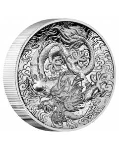 2021 澳洲 中国神话和传说-龙 .9999高浮雕银币 2盎司