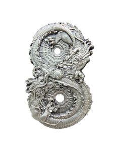 2024 3oz Chad Figure of 8 Dragon & Dragon  .999 Silver High Relief Antiqued Coin