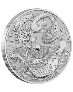 2023 1oz Australia Chinese Myths and Legends - Dragon And Koi .9999 Silver BU Coin