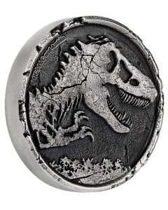2021 2 oz Niue Jurassic World .999 Silver High Relief Antiqued Cracked Coin