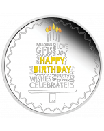 2021 1 oz Australia Happy Birthday .9999 Silver Coloured Proof Coin