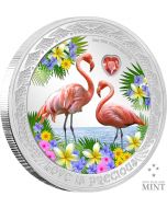 2021 1 oz Niue Love is Precious-Flamingos .999 Silver Proof Coin